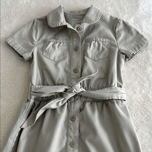 Cat & Jack Girl’s Khaki Dress Size 7 Short Sleeve Jumper Uniform with Tie